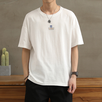 Hong Kong Tide Card Personality Kitty Printed Short Sleeve Mens Day Department 100 Hitch Loose Casual Pure Cotton Mistress T-shirt Half Sleeve