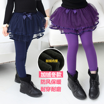 Girl Beats Bottom Pants Plus Suede Outside Wearing Baby Thickened Warm Trousers Children Autumn Winter Style Casual Leave Two Dress Pants