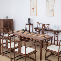 New Chinese style black walnut tea table and chair combination log solid wood furniture old elm tea room tea table tea table