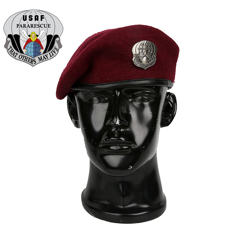 US Air Force Rescue Team Berets PJ Air Drop Combat Caps Army Fans Outdoor Tactics Little Soldier Cap Wine Red-Taobao