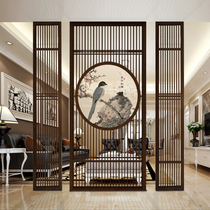  New Chinese style partition solid wood living room screen Hotel villa log entrance restaurant Feng Shui decoration hollow fence