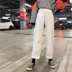 Quần jean nữ xuân hè 2018 phiên bản mới của Hàn Quốc của quần lửng ống rộng rộng cạp cao cạp cao
