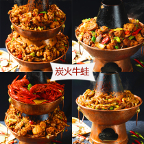 Thickened two double pagoda copper pot bullfrog pure copper charcoal copper hot pot Chicken tower pot Charcoal fire frog pot Sheep scorpion pot