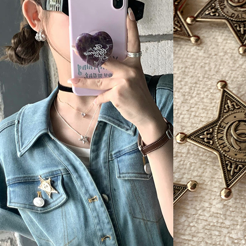 CAFEORME8 naughty to treasure vintage private bookings to be milky, pentacle brass making old brooch-Taobao