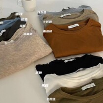 Lovely oatmeal color round neck imitation cashmere Tencel all-match thin long-sleeved T-shirt womens spring and autumn bottoming shirt sunscreen shirt