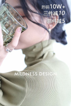 (Spot) MILDNESS threaded cotton pile collar T-shirt thin section long-sleeved turtleneck bottoming shirt womens autumn and winter