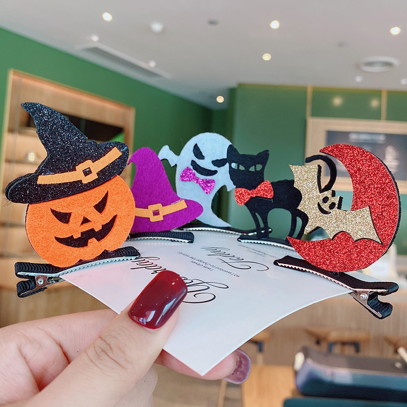 Halloween hairpin selling cute bat ghost wizard hat pumpkin children do not hurt hair three-dimensional hairpin ghost festival decoration female