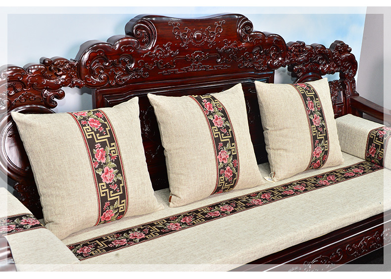 Sofa Mahogany kiểu gối Trung Quốc đệm bông Trung Quốc phong cách cotton và vải lanh phòng khách tựa gối mới Trung Quốc hiện đại tối giản lớn gối văn phòng 2 trong 1