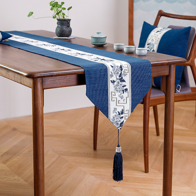 Cloth Art Tea Mat Chinese Cotton Linen Tea Towel Tea Table Blue Tea Mat Numb New Chinese Meditation Table Flag Cloth Tea Table Cloth