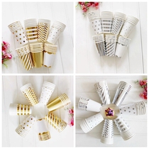 Gold and silver paper cup disposable child birthday party tableware party celebration decorative decoration plate cake plate