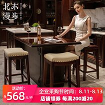 North wood European-style household leather American-style cabinet bar stool fashion personality high stool Saddle stool Simple bar stool