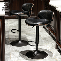European bar chair Household lift chair Rotating bar table chair backrest high stool Modern simple front desk chair