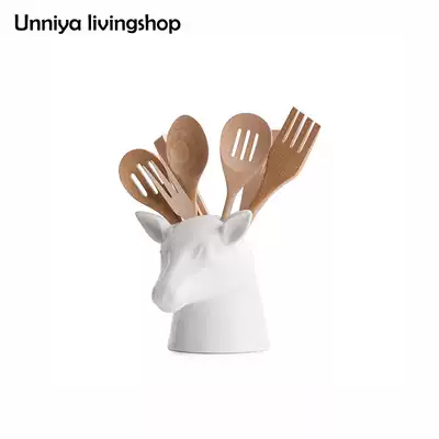 Korea direct mail kitchen shelf suckuk deer head punch-free spoon chopsticks integrated spatula storage shelf