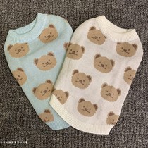 Autumn and winter pet clothes pure cotton environmental protection printing puppy than bear wool vest Cat and dog clothing vest base sweater