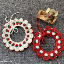 Hand-woven bib Wool collar Cat Dog Bow tie Tie Pet collar Flower puppet jewelry Saliva towel