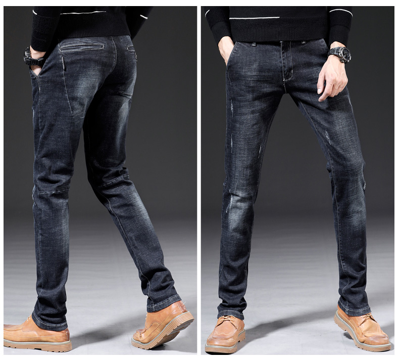 Nam Cực thu đông mới co giãn phiên bản Hàn Quốc của xu hướng quần jeans giản dị Slim quần jean ống rộng thẳng baggy jean nam
