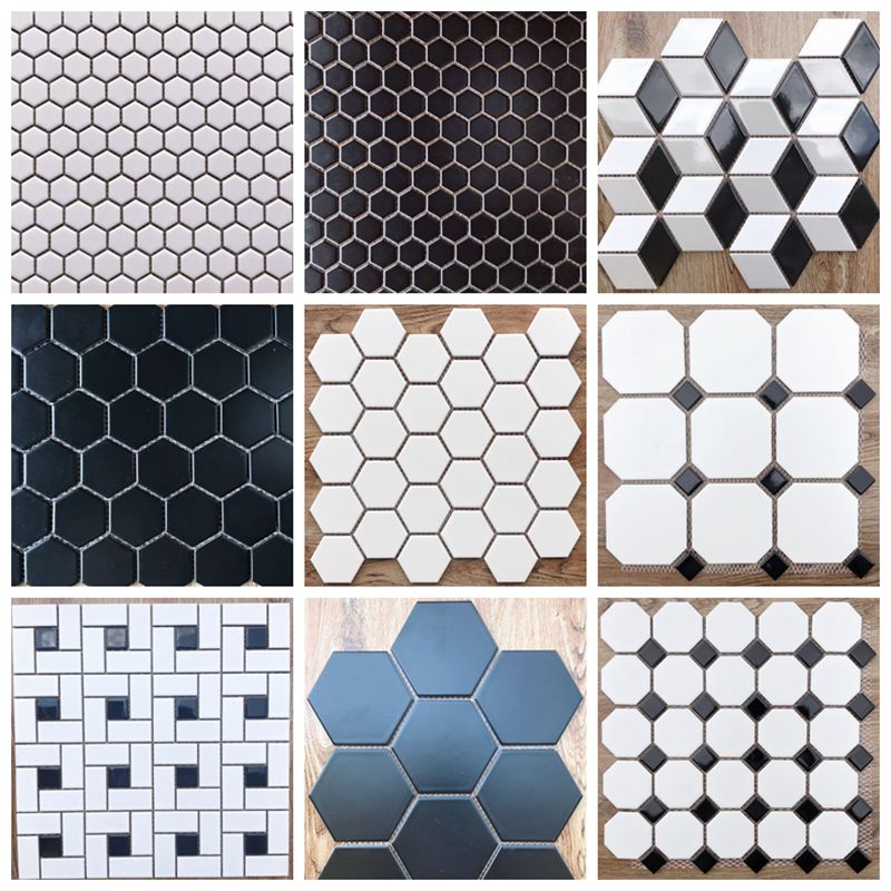 Spot black and white ceramic mosaic Nordic mosaic Simple black and white gray mosaic Hexagonal mosaic