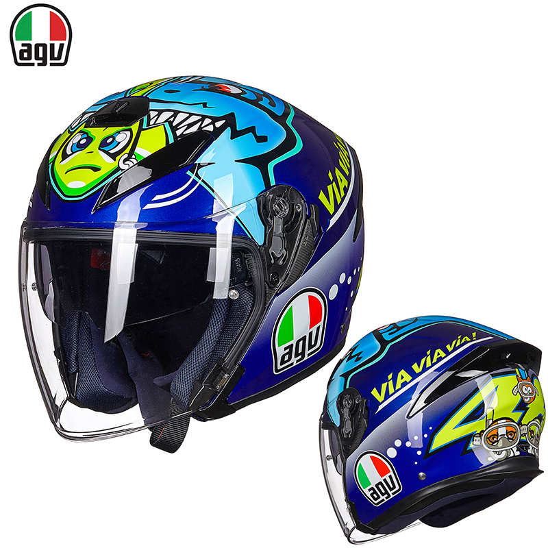 Official Agv Locomotive Safety Helmet Male Summer Season Universal 3/4 k5 JET Double Lenses Half Armor