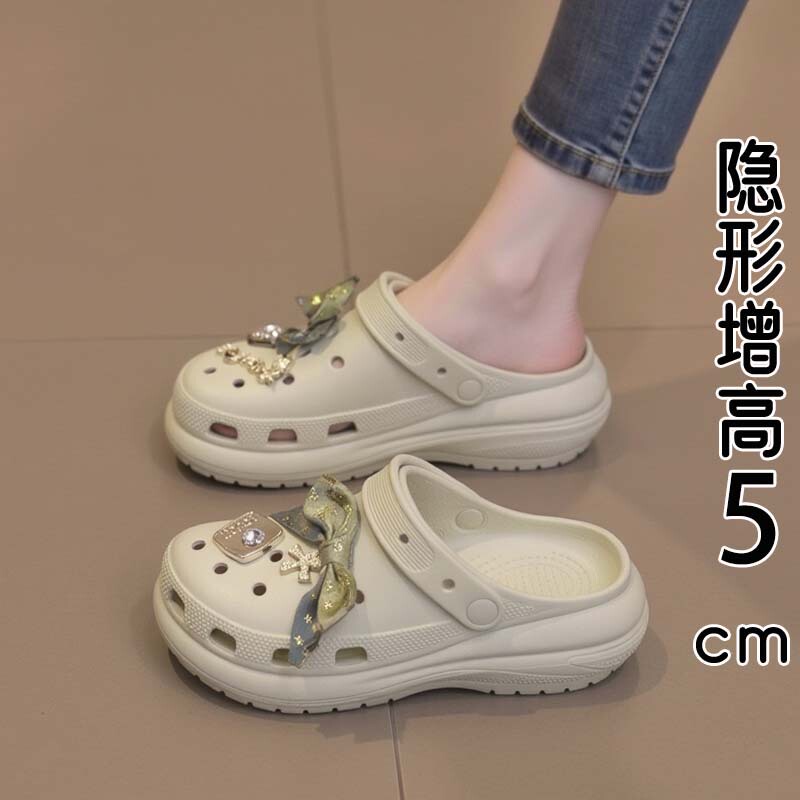 British-Style Thick-Soled Clogs for Women, Summer 2026 New Model, Versatile to Wear with Skirts, Dual-Use Beach Closed-Toe Mules