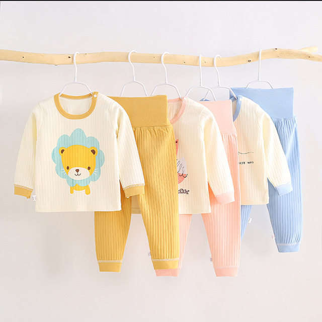 2022 autumn and winter new children's high waist underwear set cotton autumn clothes sanitary pants baby high waist pants belly protection home clothes