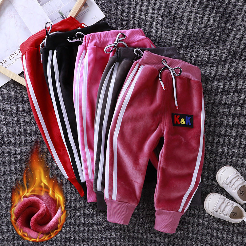 Autumn Winter models 2022 new children Cavet warm pants Boys Girls thickened trousers Baby Hygiene pants outside wearing pants