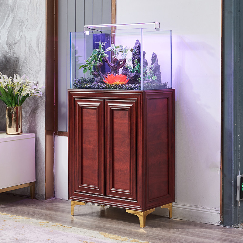 Open light luxury living room household fish tank free water bottom filter ecological small glass goldfish tank aquarium