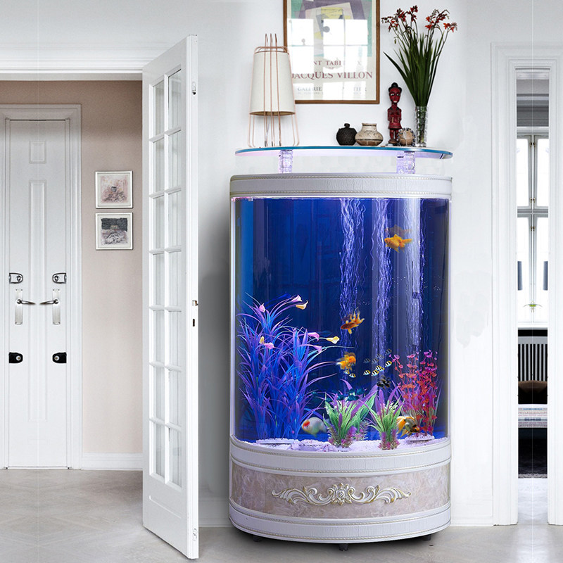 European-style ecological fish tank aquarium semi-circular medium-sized water-free living room against the wall and one-key drainage household fish tank