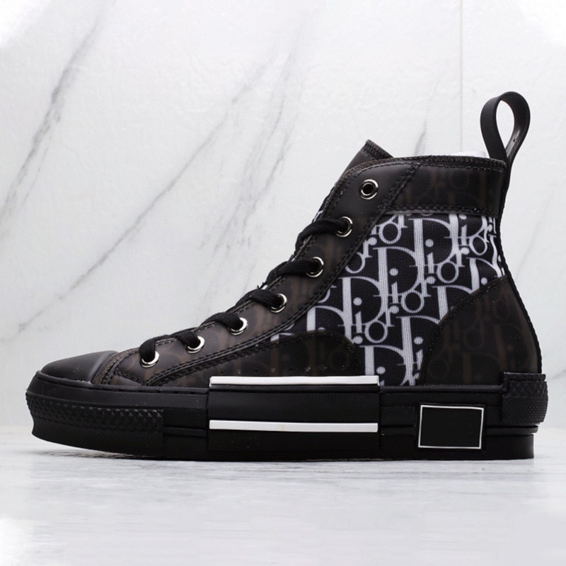 Pure Black High Helptop D home b23 Gao Bang canvas shoe male QIANJIAO Dior Graffiti Old flower letter gym shoes leisure time Low Gang skate shoes female