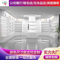 Customized circular display table with a sense of technology company exhibition hall special-shaped luminous products painted iron island cabinet wooden