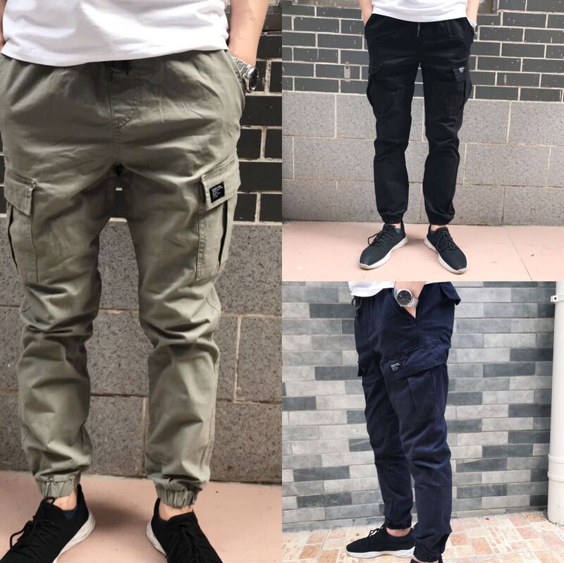 Men's New Multi-Pocket Cargo Pants, Couple's Style Elastic Jogger Pants, Women's Heavyweight Trendy Brand Cuffed Cotton Pants