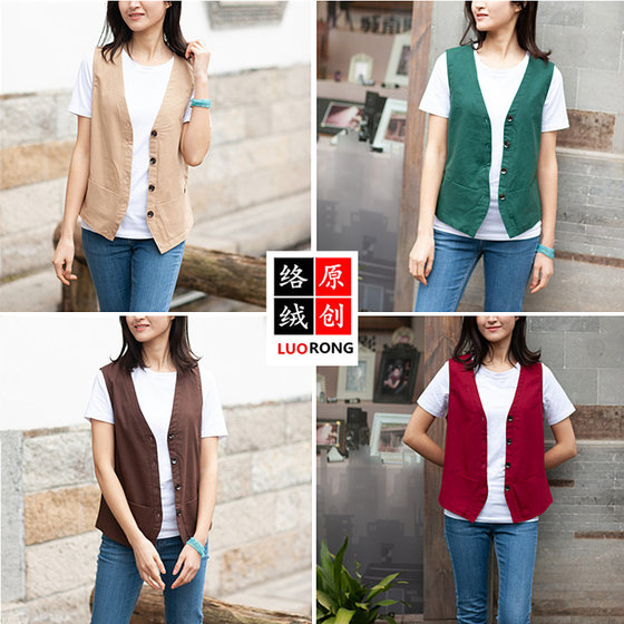 Linen vest women's short style summer new Korean version slim light casual all-match vest vest vest cotton linen sleeveless jacket