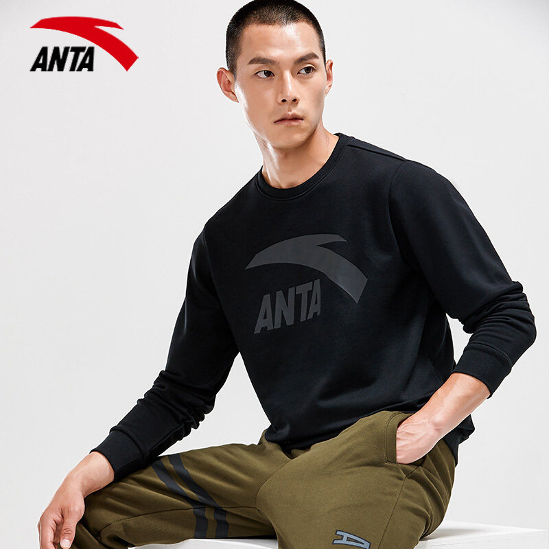 Anta sweatpants thick cotton T men's official flagship spring and autumn men's summer round neck long-sleeved T-shirt spring men's jacket