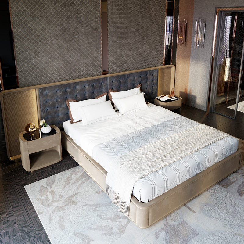 Italian-Style Light Luxury Wide-Screen Bed, High-End and Grand Master Bedroom Bed, Italian Designer Bed, Luxury Villa Wedding Bed Italian-Style Light Luxury Wide-Screen Bed, High-End and Grand Master Bedroom Bed, Italian Designer Bed, Luxury Villa Wedding Bed