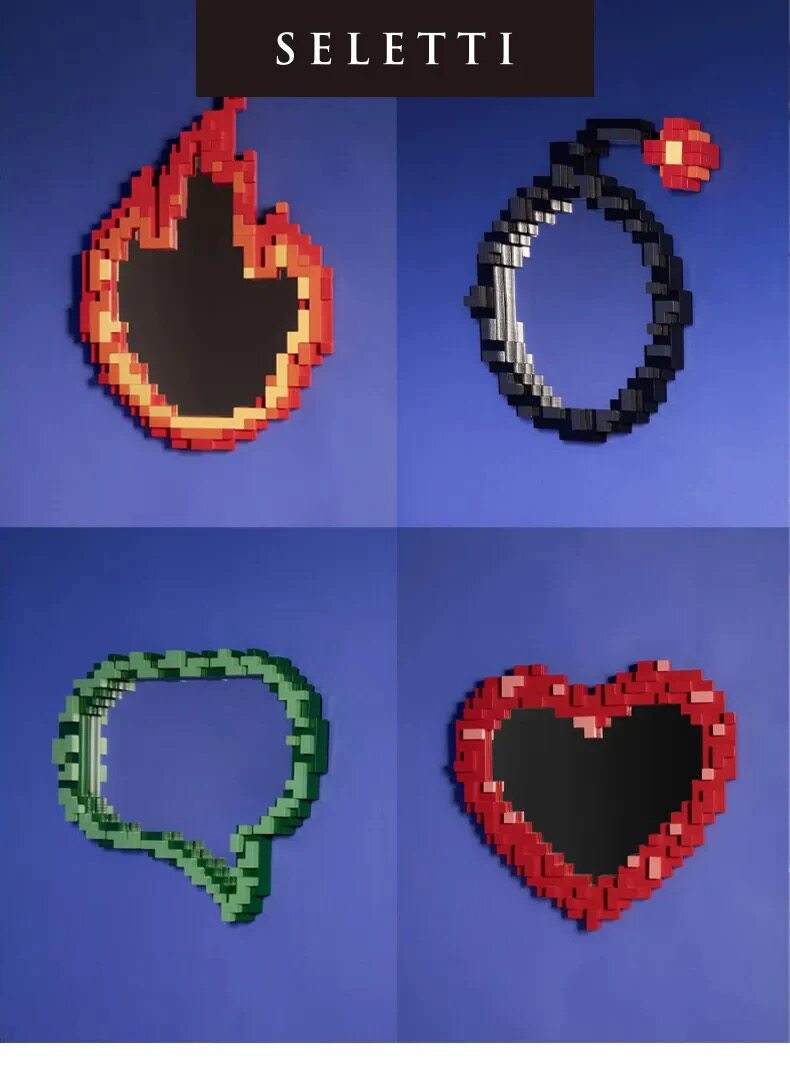 Декоративные зеркала 【官方授权】意大利seletti pxiel绿泡泡像素挂镜卧室浴室上墙镜