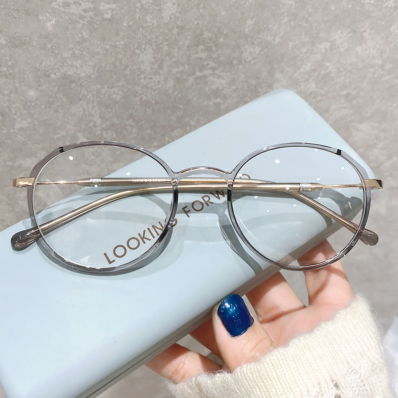 Transparent frame eye frame new female vegan anti-blue light radiation-ins Han version Men's super light fit myopia spectacle frame
