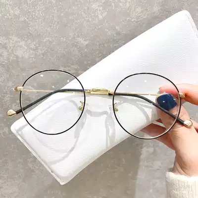 Korean version of retro glasses frame male gold wire glasses round ultra-light Sven scum female net red models can be equipped with myopia glasses