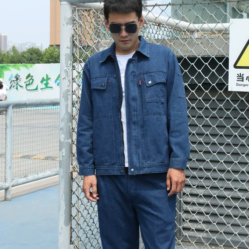 Джинсовый комбинезон, износостойкий лонгслив, защита от ожогов, увеличенная толщина