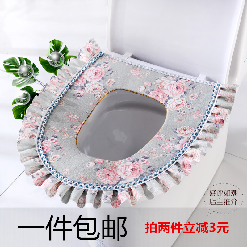 Four seasons universal thickened toilet pad Winter cushion Simple household zipper European style toilet cover cartoon cute waterproof