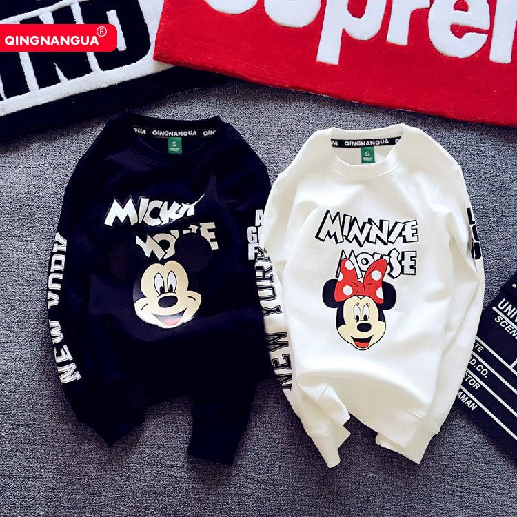 Free Shipping Autumn and Winter Hong Kong Style Loose Cartoon Cute Printed Pullover Long-Sleeved Round Neck Sweatshirt Jacket for Men and Women Couple Wear Bf