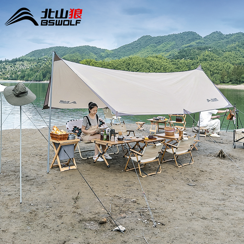 Outdoor large canopy tent sunshade and sunscreen field beach waterproof and rainproof shed thickened camping picnic sky curtain