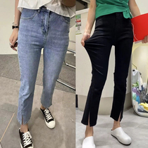 Autumn girl pretending to be fat sister mm pear-shaped trousers children with large size high waist elasticity open fork straight bowl jeans girl tide