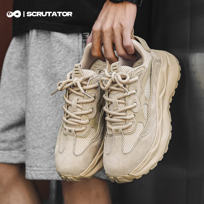 Observer Retro Dad Shoes Men's Thick-Soled Height-Increasing Mesh Sneakers Spring Lightweight Soft-Soled Casual Men's Shoes