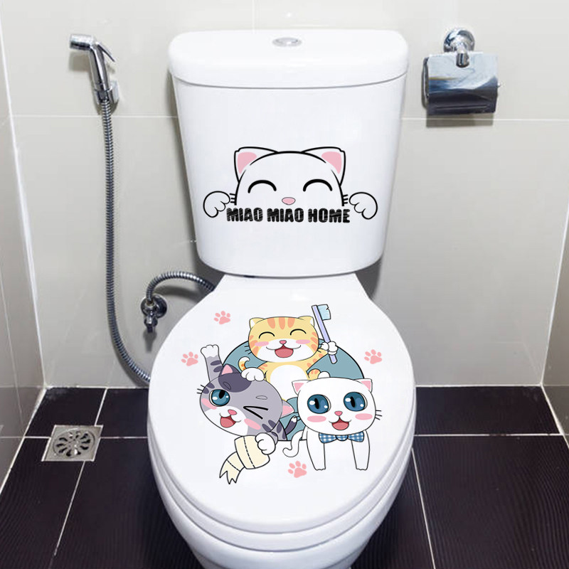 Toilet toilet cute funny cartoon wall sticker waterproof toilet cover home bathroom toilet sticker decoration