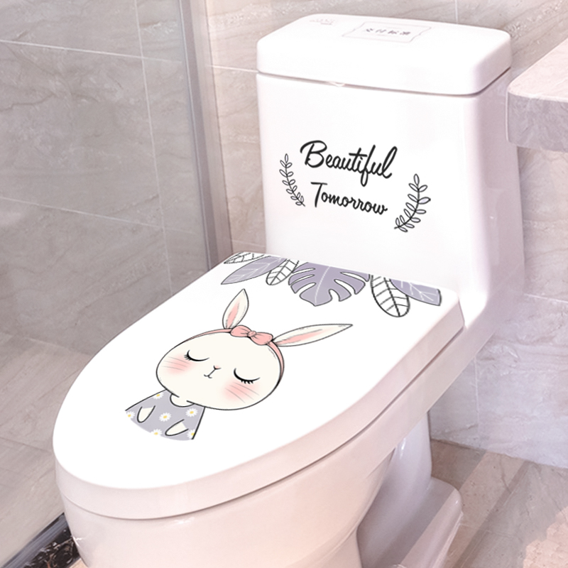 Toilet sticker decoration funny cover creative personality rabbit cartoon toilet toilet toilet seat waterproof sticker cute