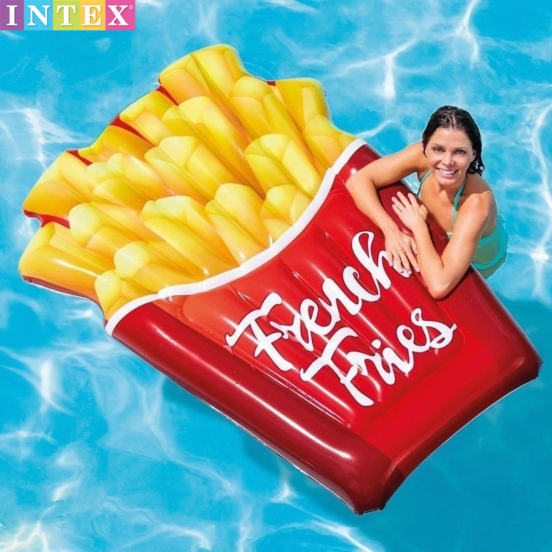 INTEX water inflatable floating row American fries shape realistic pattern swimming ring shaking sound INS net red photo