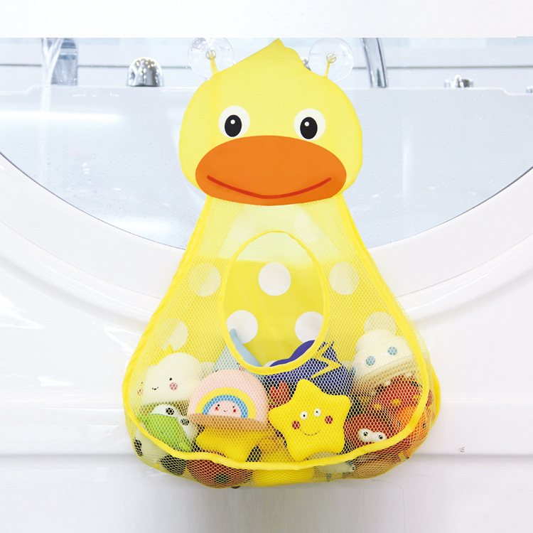 Children's bathroom bath play water toy net pocket drain frog duck green cartoon bag Toiletries storage bag