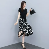 Летнее платье, длинный шифоновый комплект, юбка, средней длины, городской стиль, яркий броский стиль, по фигуре