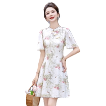 New Chinese style improved cheongsam dress for women 2024 summer new hot style high-end exquisite small retro buckle