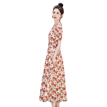 Super good-looking temperament dress 2024 new womens summer high-end exquisite new Chinese style retro waist slimming skirt