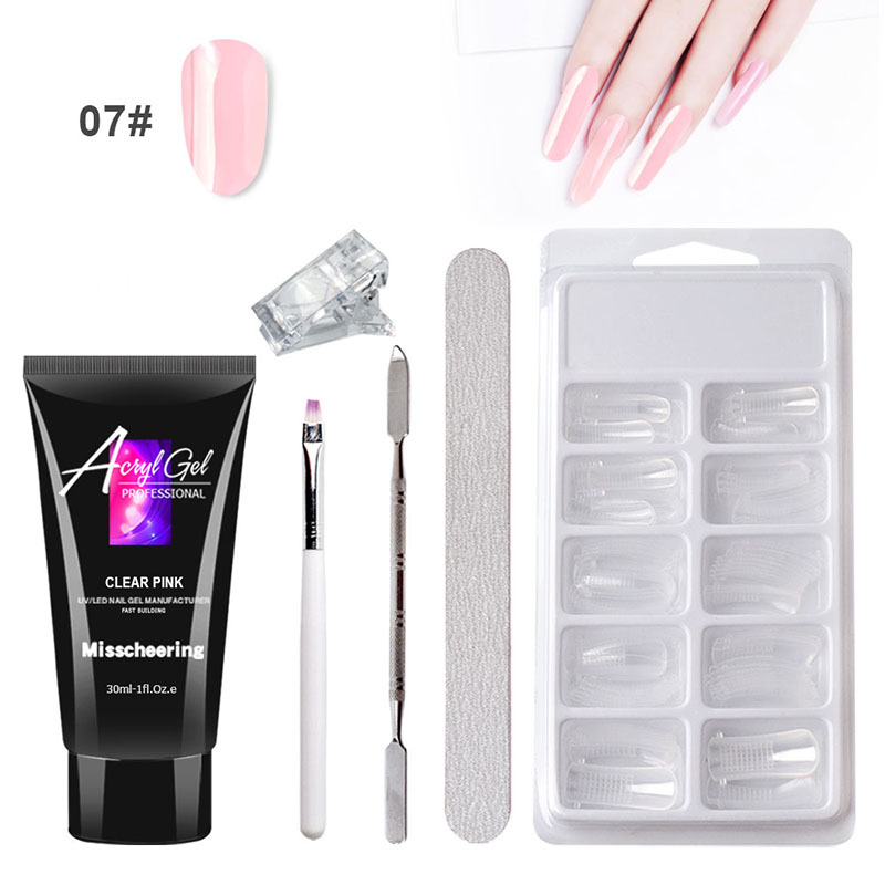 Extender Set 07 CLERA & Pink & 30MlQuick   Building   Gel   Set   Slip   Solution   Brush   Tips   Kit   Nail   Ext
